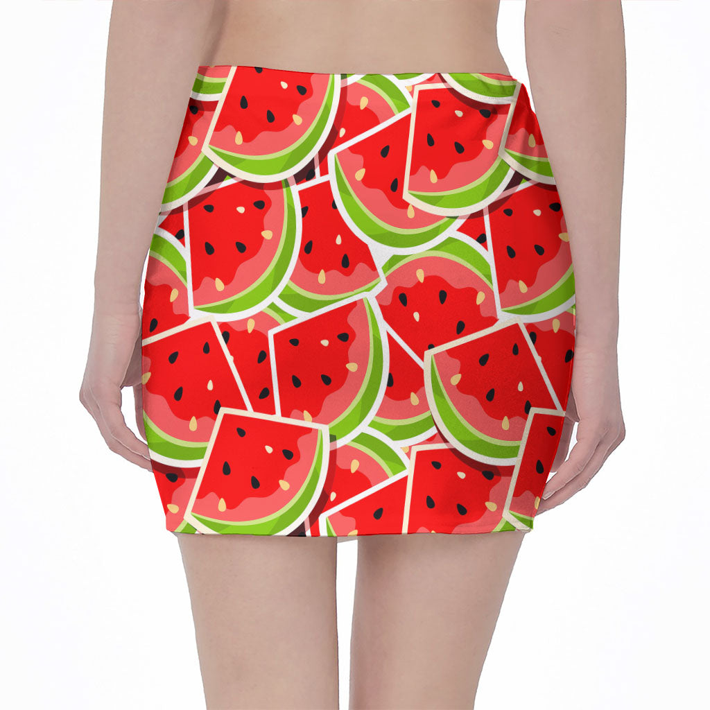 Cute Watermelon Slices Pattern Print Pencil Mini Skirt