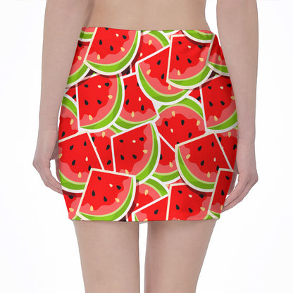 Cute Watermelon Slices Pattern Print Pencil Mini Skirt