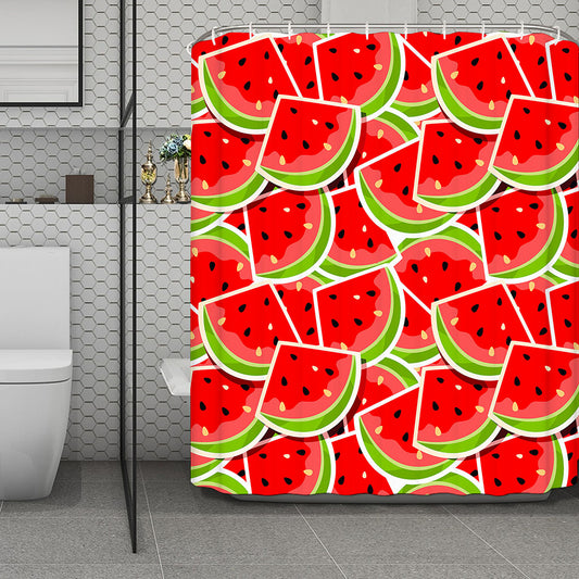 Cute Watermelon Slices Pattern Print Polyester Shower Curtain