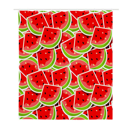 Cute Watermelon Slices Pattern Print Polyester Shower Curtain