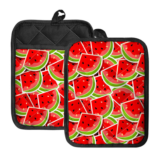 Cute Watermelon Slices Pattern Print Pot Holders With Pocket