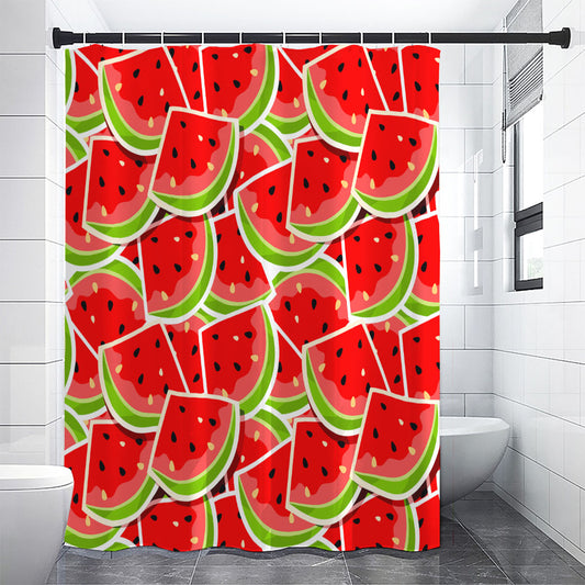 Cute Watermelon Slices Pattern Print Premium Shower Curtain