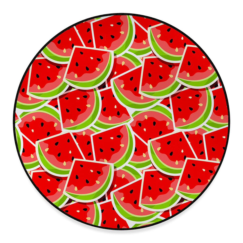 Cute Watermelon Slices Pattern Print Round Floor Mat