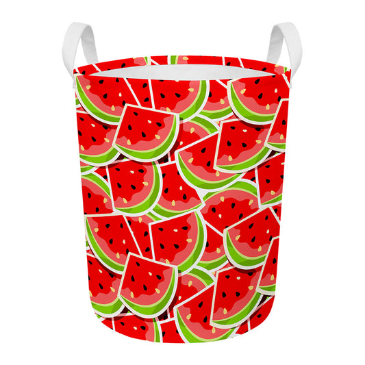 Cute Watermelon Slices Pattern Print Round Laundry Basket
