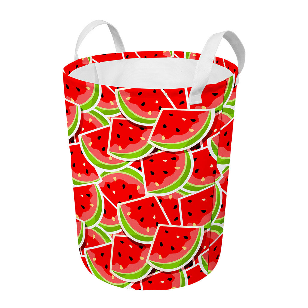 Cute Watermelon Slices Pattern Print Round Laundry Basket