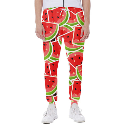 Cute Watermelon Slices Pattern Print Scuba Joggers