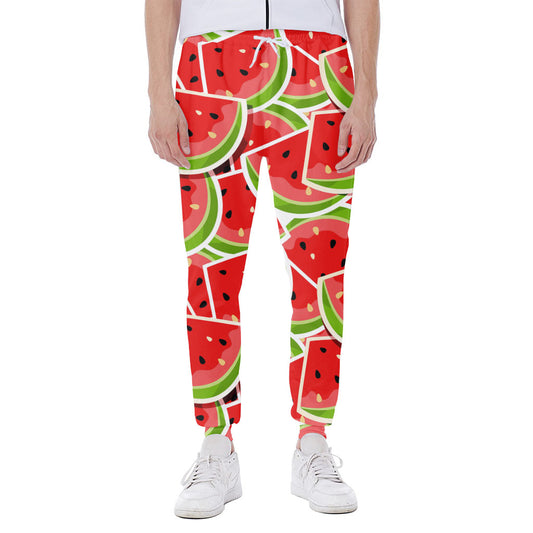 Cute Watermelon Slices Pattern Print Scuba Joggers