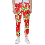 Cute Watermelon Slices Pattern Print Scuba Joggers