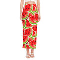 Cute Watermelon Slices Pattern Print Side Slit Maxi Skirt