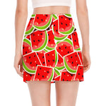 Cute Watermelon Slices Pattern Print Side Slit Mini Skirt