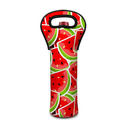 Cute Watermelon Slices Pattern Print Single Neoprene Wine Tote