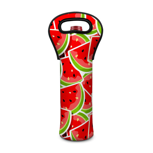 Cute Watermelon Slices Pattern Print Single Neoprene Wine Tote