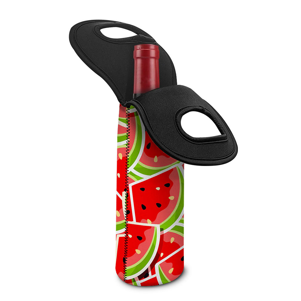 Cute Watermelon Slices Pattern Print Single Neoprene Wine Tote
