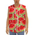 Cute Watermelon Slices Pattern Print Sleeveless Baseball Jersey