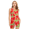 Cute Watermelon Slices Pattern Print Sleeveless One Piece Swimsuit