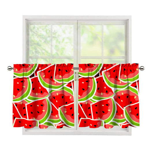 Cute Watermelon Slices Pattern Print Tier Curtains