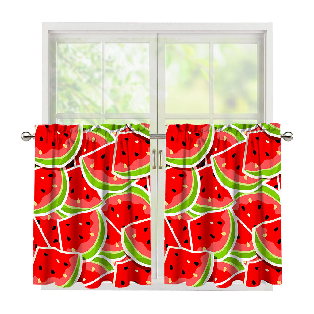 Cute Watermelon Slices Pattern Print Tier Curtains