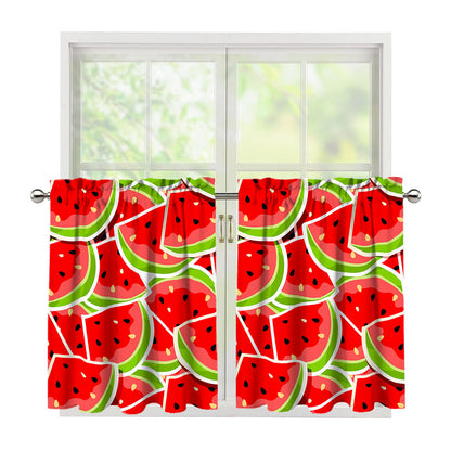Cute Watermelon Slices Pattern Print Tier Curtains