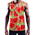 Cute Watermelon Slices Pattern Print Men's Workout Tank Top