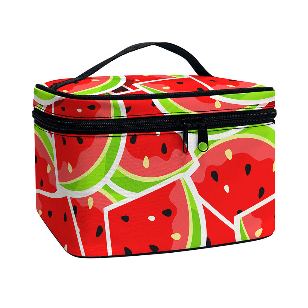 Cute Watermelon Slices Pattern Print Travel Makeup Bag