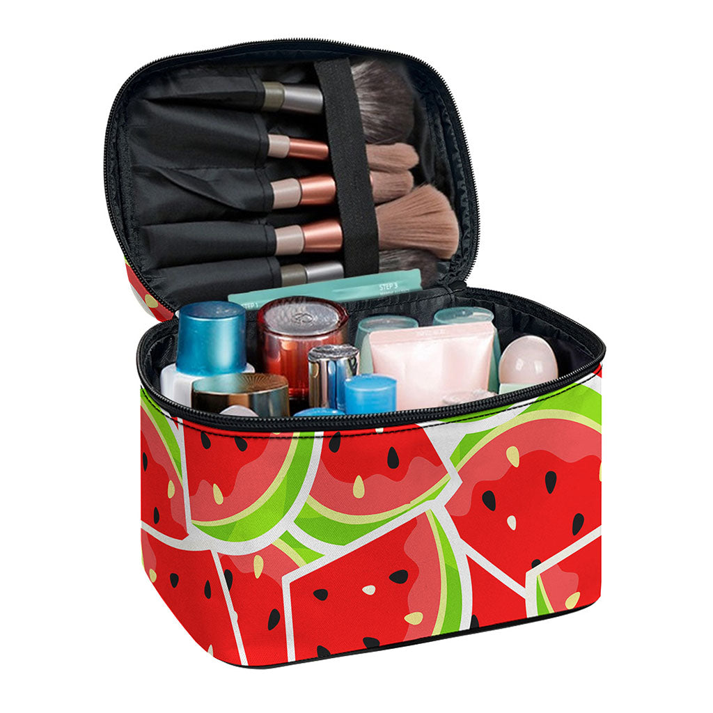 Cute Watermelon Slices Pattern Print Travel Makeup Bag