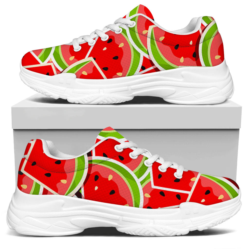 Cute Watermelon Slices Pattern Print White Chunky Shoes