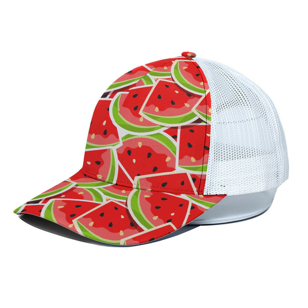 Cute Watermelon Slices Pattern Print White Mesh Trucker Cap