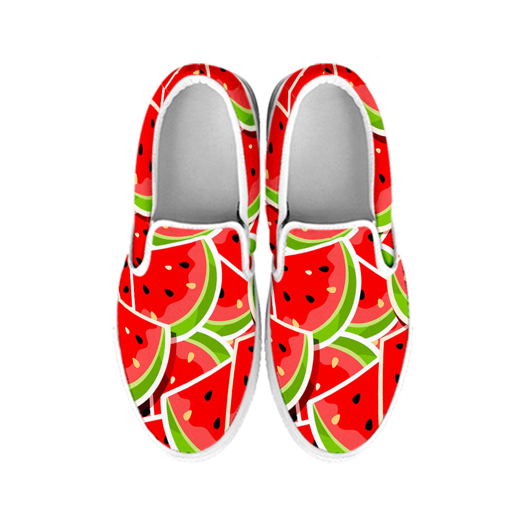 Cute Watermelon Slices Pattern Print White Slip On Sneakers