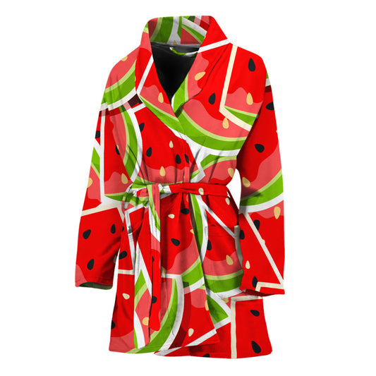 Cute Watermelon Slices Pattern Print Women's Bathrobe