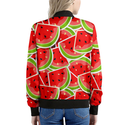 Cute Watermelon Slices Pattern Print Women's Bomber Jacket