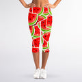 Cute Watermelon Slices Pattern Print Women's Capri Leggings