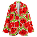 Cute Watermelon Slices Pattern Print Women's Cotton Blazer