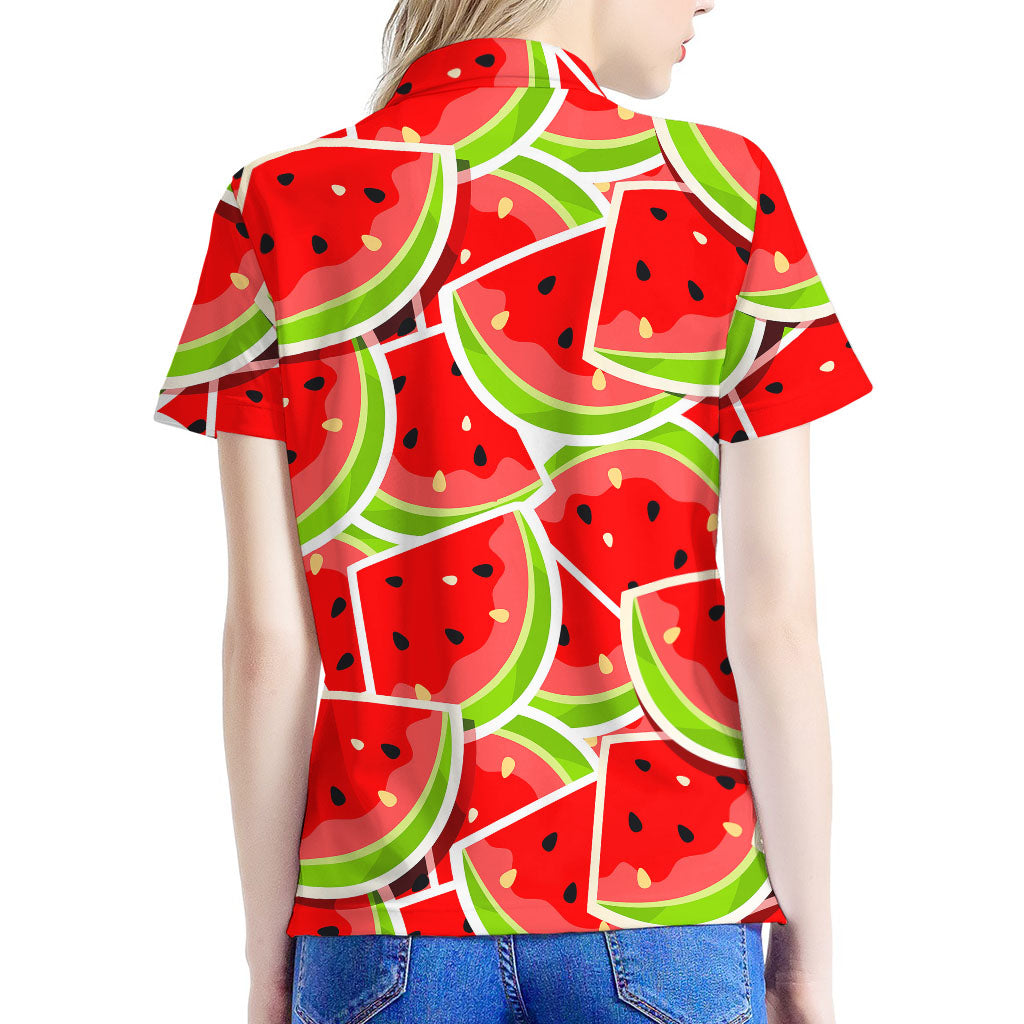Cute Watermelon Slices Pattern Print Women's Polo Shirt