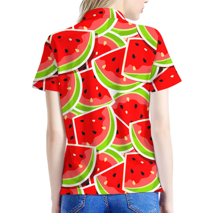 Cute Watermelon Slices Pattern Print Women's Polo Shirt