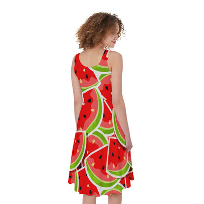 Cute Watermelon Slices Pattern Print Women's Sleeveless Dress