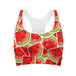 Cute Watermelon Slices Pattern Print Women's Sports Bra