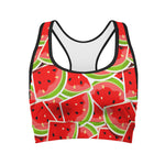 Cute Watermelon Slices Pattern Print Women's Sports Bra
