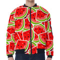 Cute Watermelon Slices Pattern Print Zip Sleeve Bomber Jacket