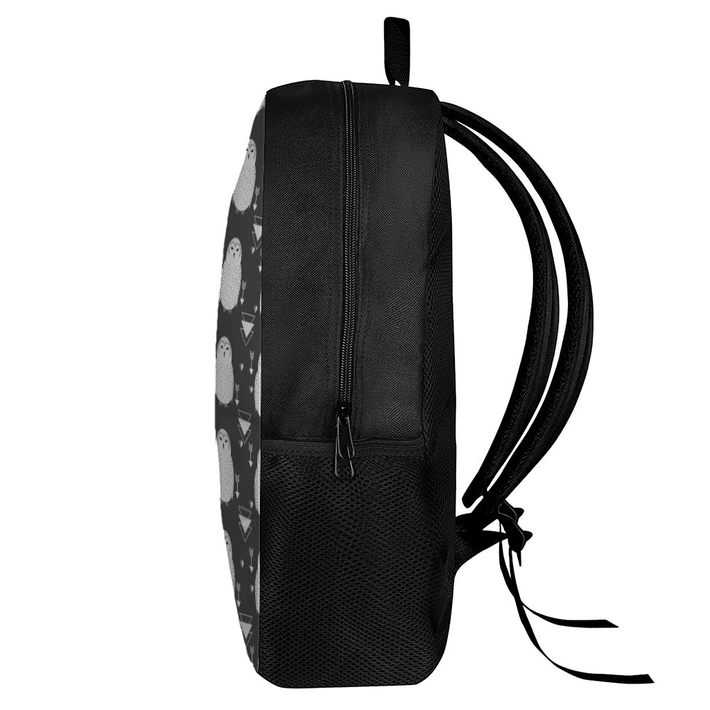 Cute White And Grey Owl Pattern Print 17 Inch Backpack
