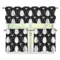Cute White And Grey Owl Pattern Print 3 Piece Kitchen Curtains