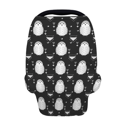 Cute White And Grey Owl Pattern Print Baby Seat Cover