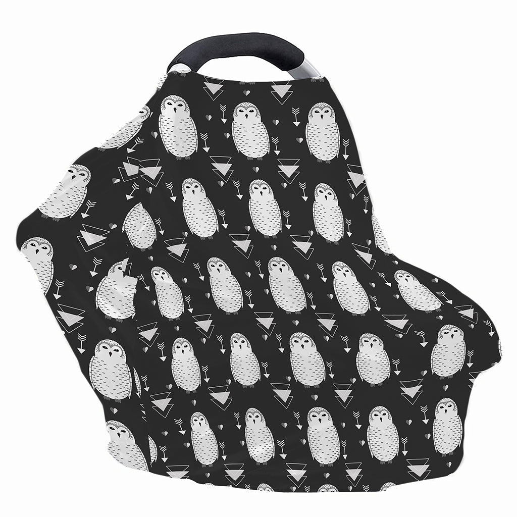 Cute White And Grey Owl Pattern Print Baby Seat Cover