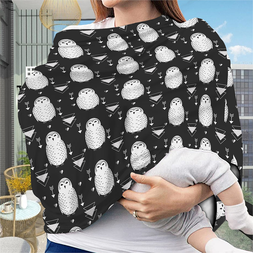 Cute White And Grey Owl Pattern Print Baby Seat Cover