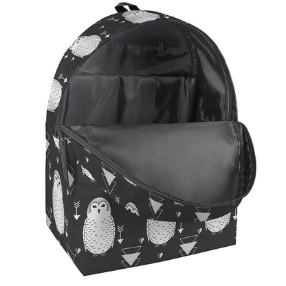 Cute White And Grey Owl Pattern Print Backpack
