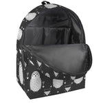 Cute White And Grey Owl Pattern Print Backpack