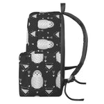 Cute White And Grey Owl Pattern Print Backpack