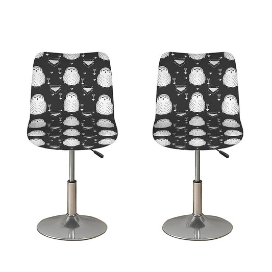 Cute White And Grey Owl Pattern Print Bar Stool Covers