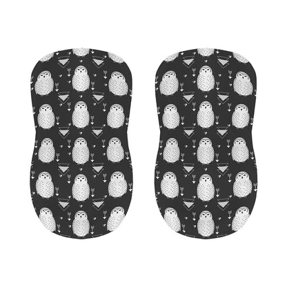 Cute White And Grey Owl Pattern Print Bar Stool Covers