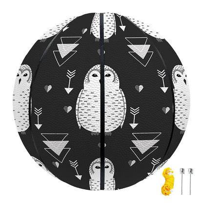 Cute White And Grey Owl Pattern Print Basketball