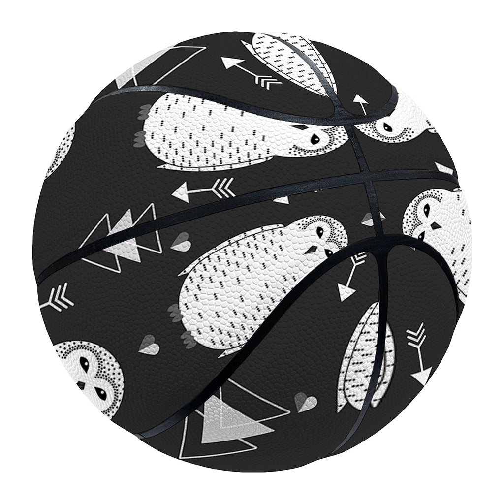 Cute White And Grey Owl Pattern Print Basketball